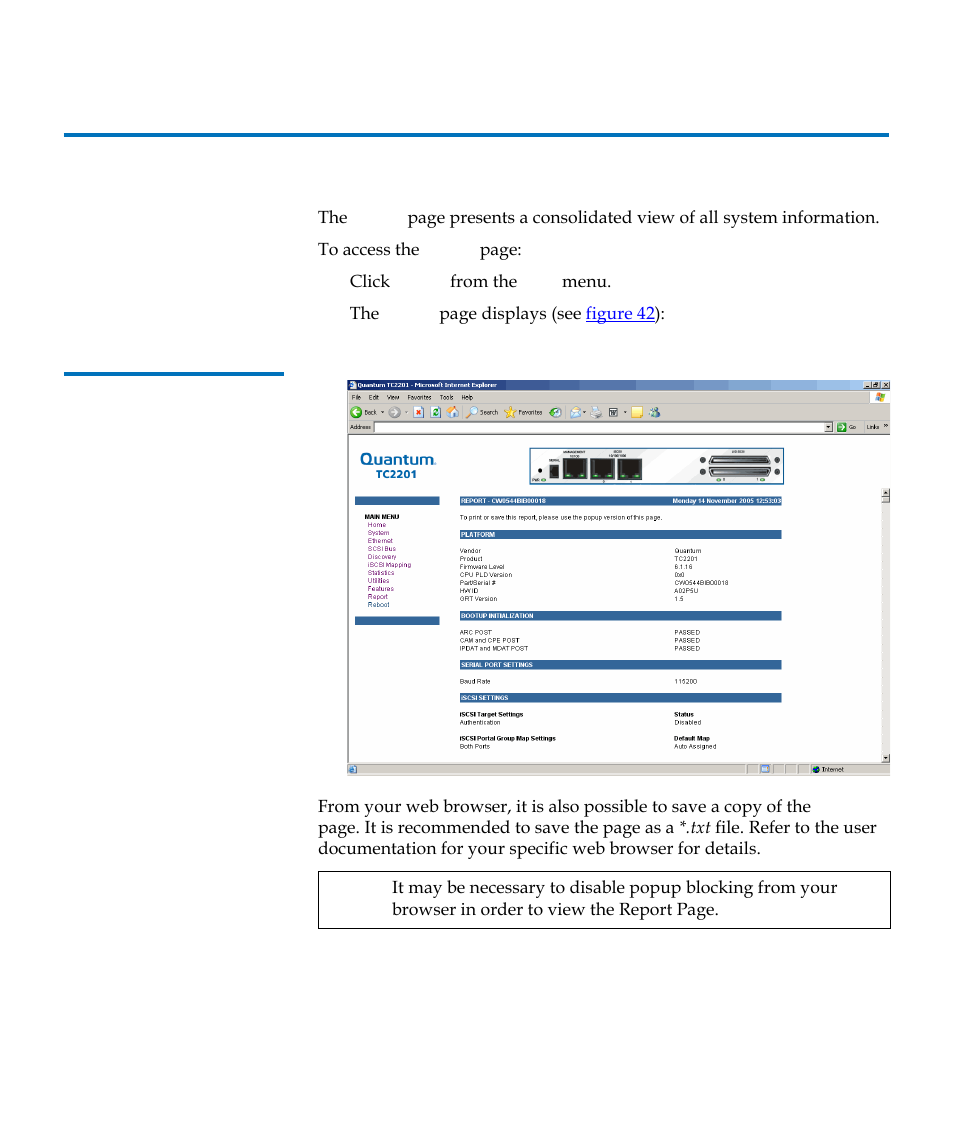 Report, Figure 42 | Quantum TC2201 User Manual | Page 74 / 164