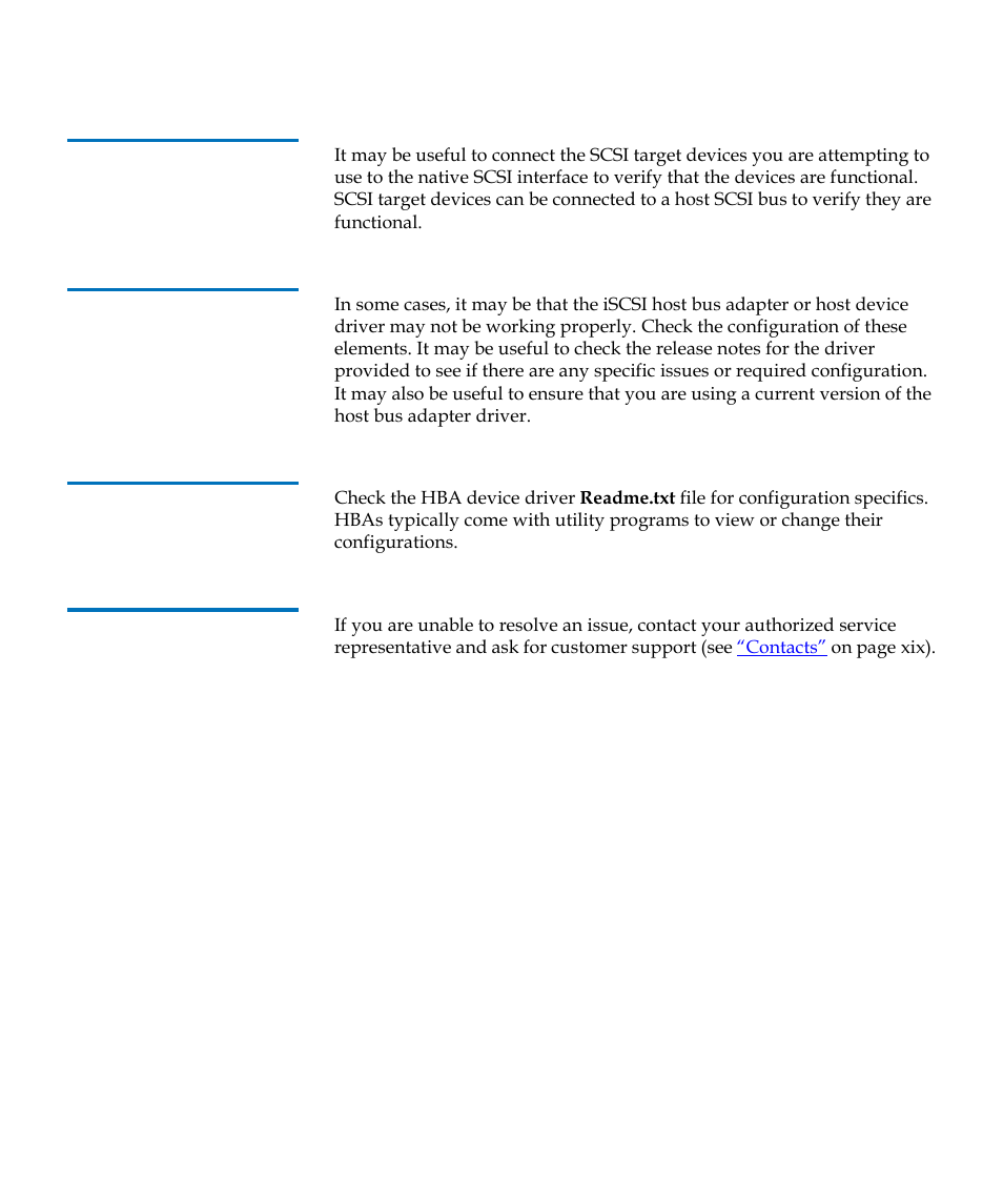 Verify devices, Verify host configuration, Verify hba device driver information | Customer support | Quantum TC2201 User Manual | Page 80 / 164