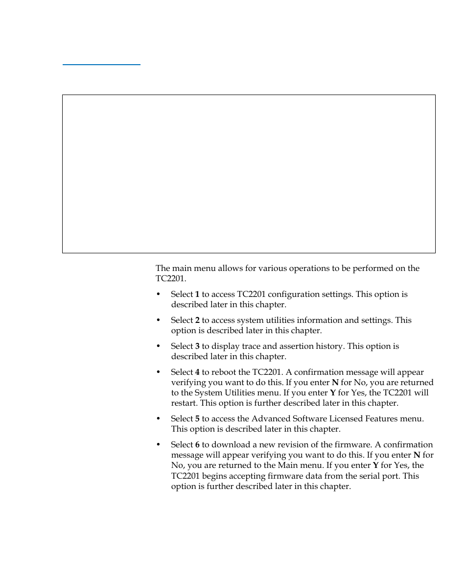 Table 8, Main menu | Quantum TC2201 User Manual | Page 93 / 164