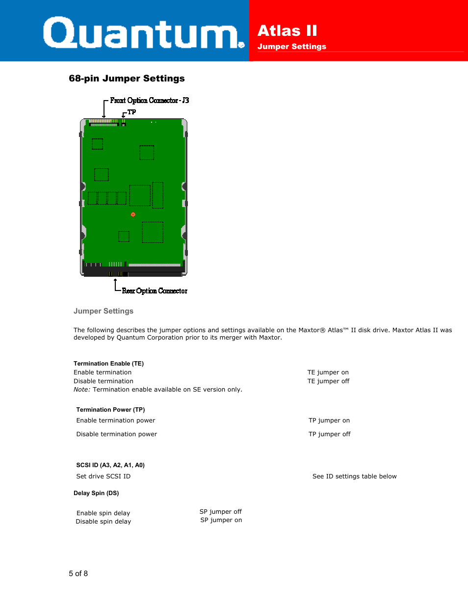 Atlas ii, Pin jumper settings | Quantum Atlas II User Manual | Page 5 / 8