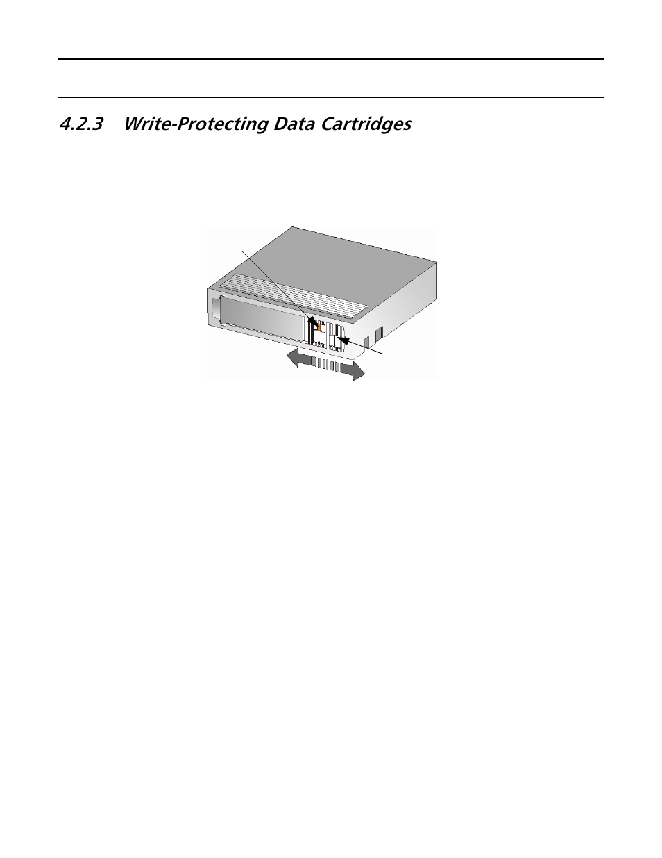 3 write-protecting data cartridges, Write-protecting data cartridges -6, Figure 4-4. data cartridge write-protect switch -6 | Quantum Tape Drive DLT VS80 User Manual | Page 42 / 50