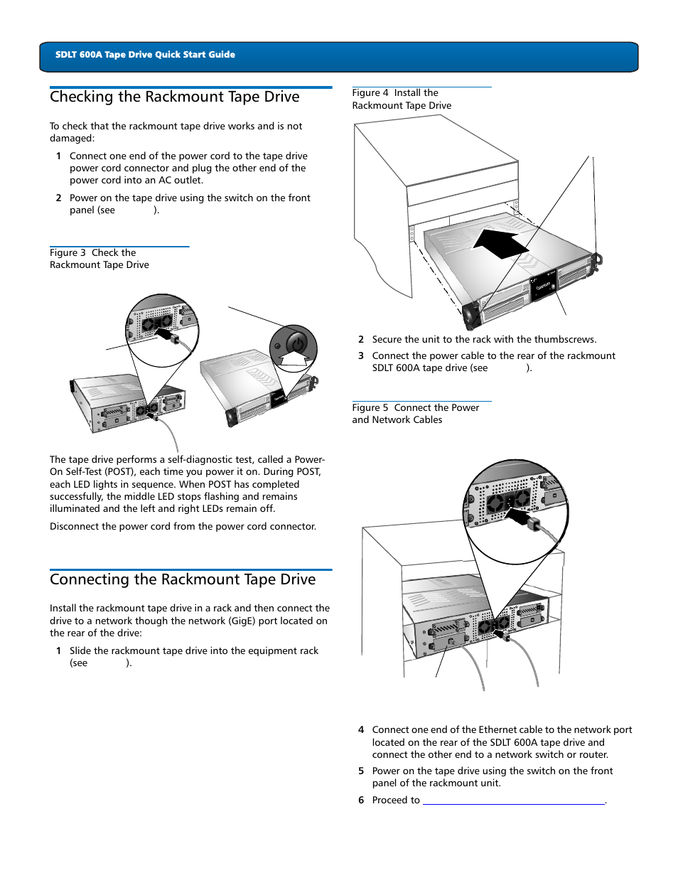 Checking the rackmount tape drive, Connecting the rackmount tape drive, 3 connecting the rackmount tape drive 3 | Quantum Tape Drive SDLT 600A User Manual | Page 3 / 8