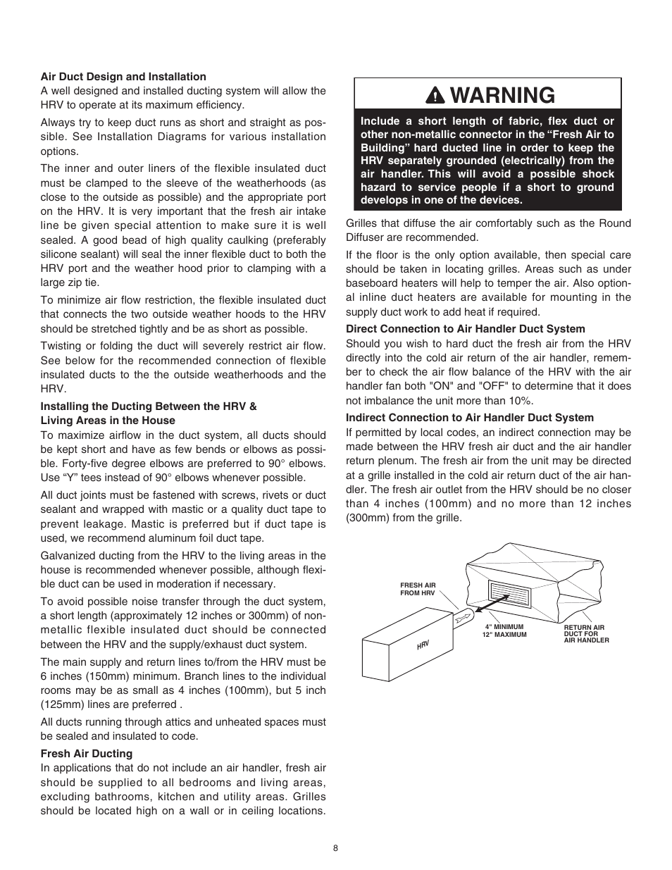 Warning | Tradewins Furniture RNC20 User Manual | Page 8 / 24