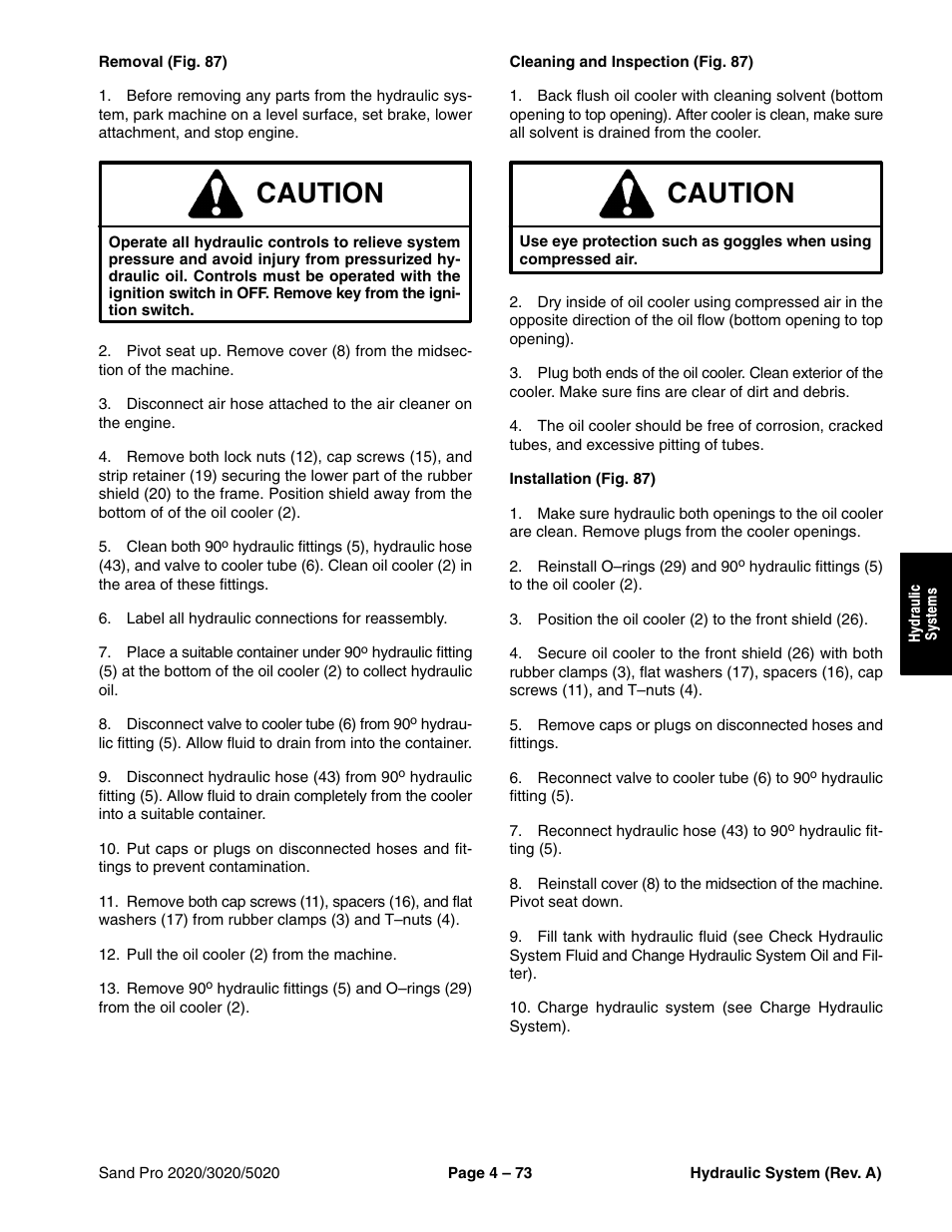 Caution | Toro Sand Pro 5020 User Manual | Page 123 / 170
