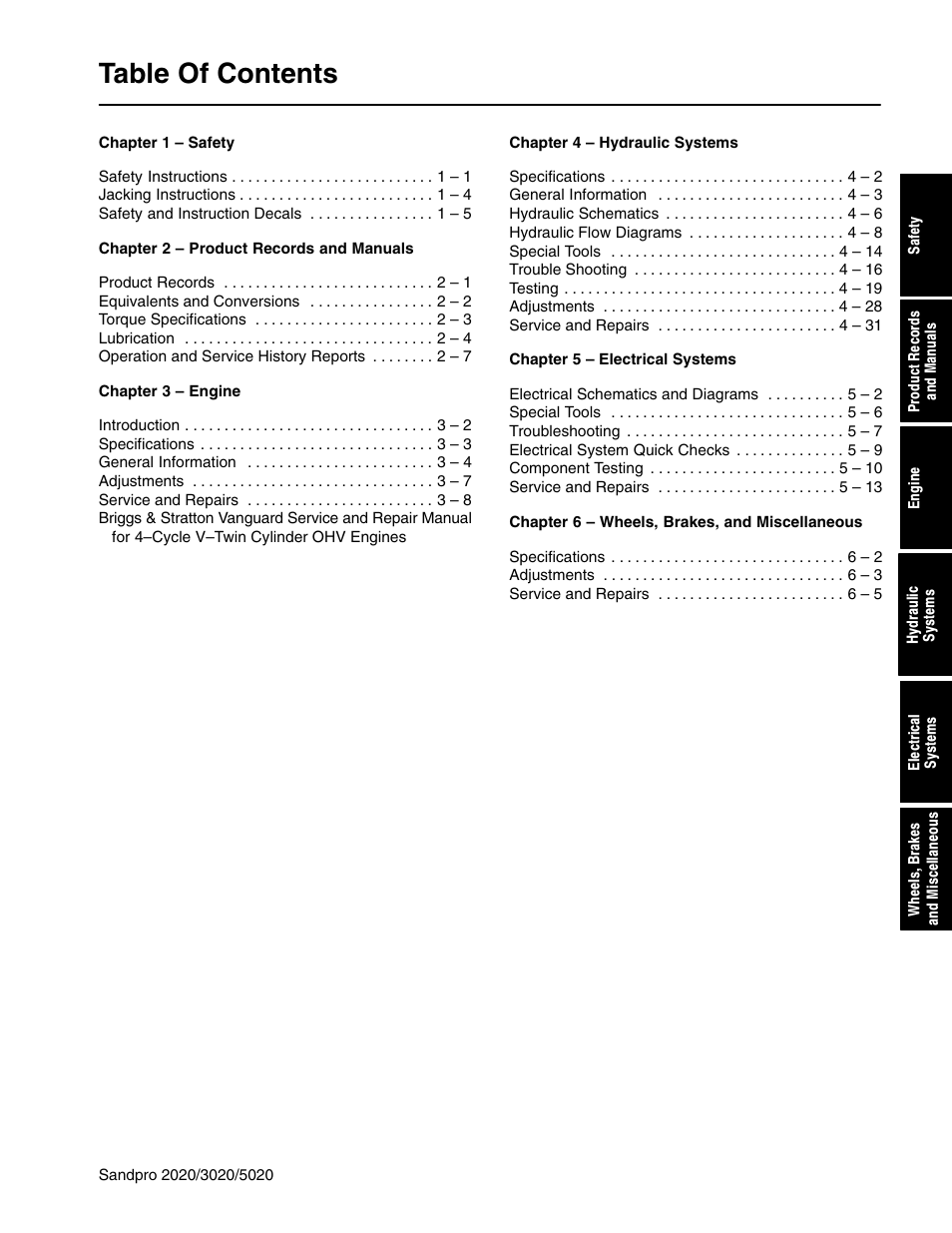 Toro Sand Pro 5020 User Manual | Page 3 / 170