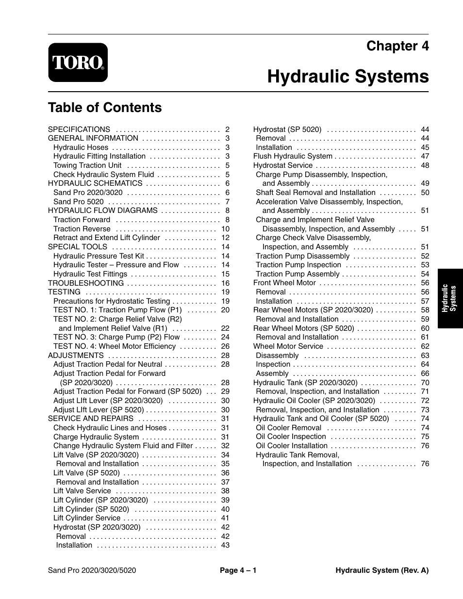 Toro Sand Pro 5020 User Manual | Page 51 / 170
