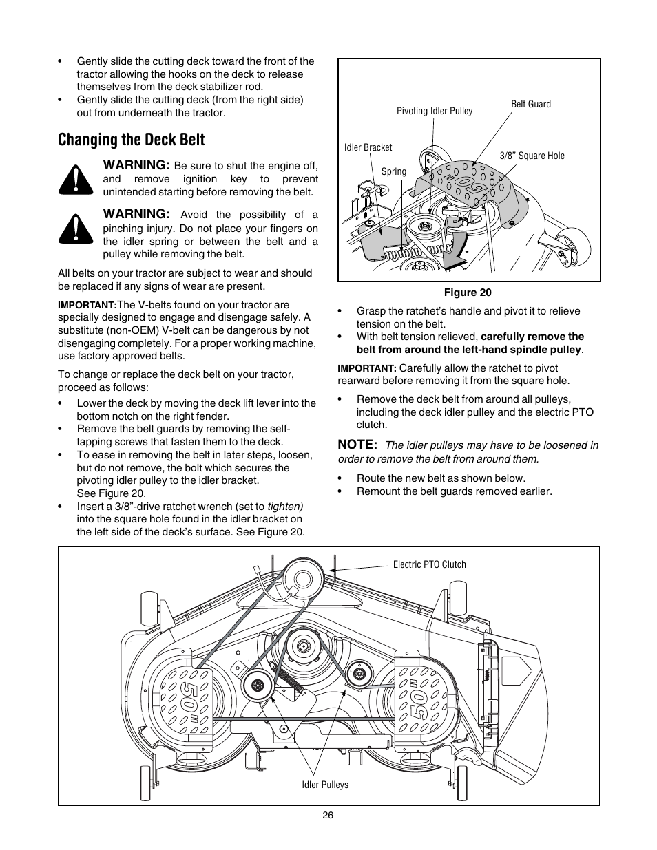 Changing the deck belt | Toro 14AP80RP744 User Manual | Page 26 / 32