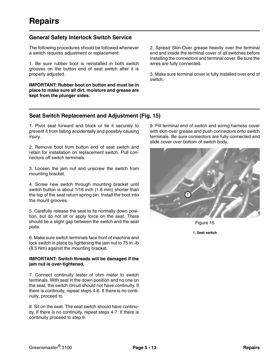 Repairs | Toro GREENSMASTER 3100 User Manual | Page 121 / 234