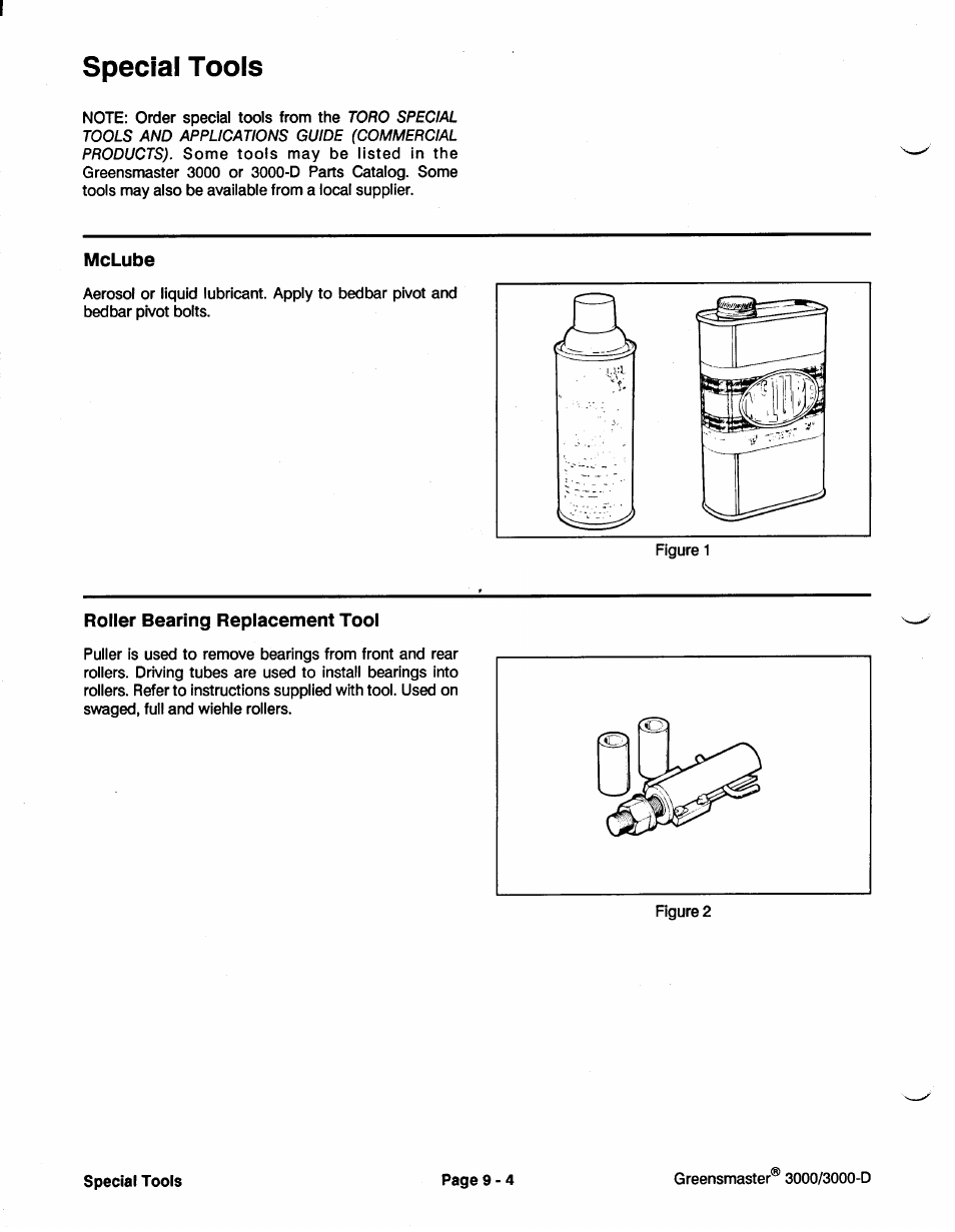 Special tools | Toro GREENSMASTER 3100 User Manual | Page 154 / 234