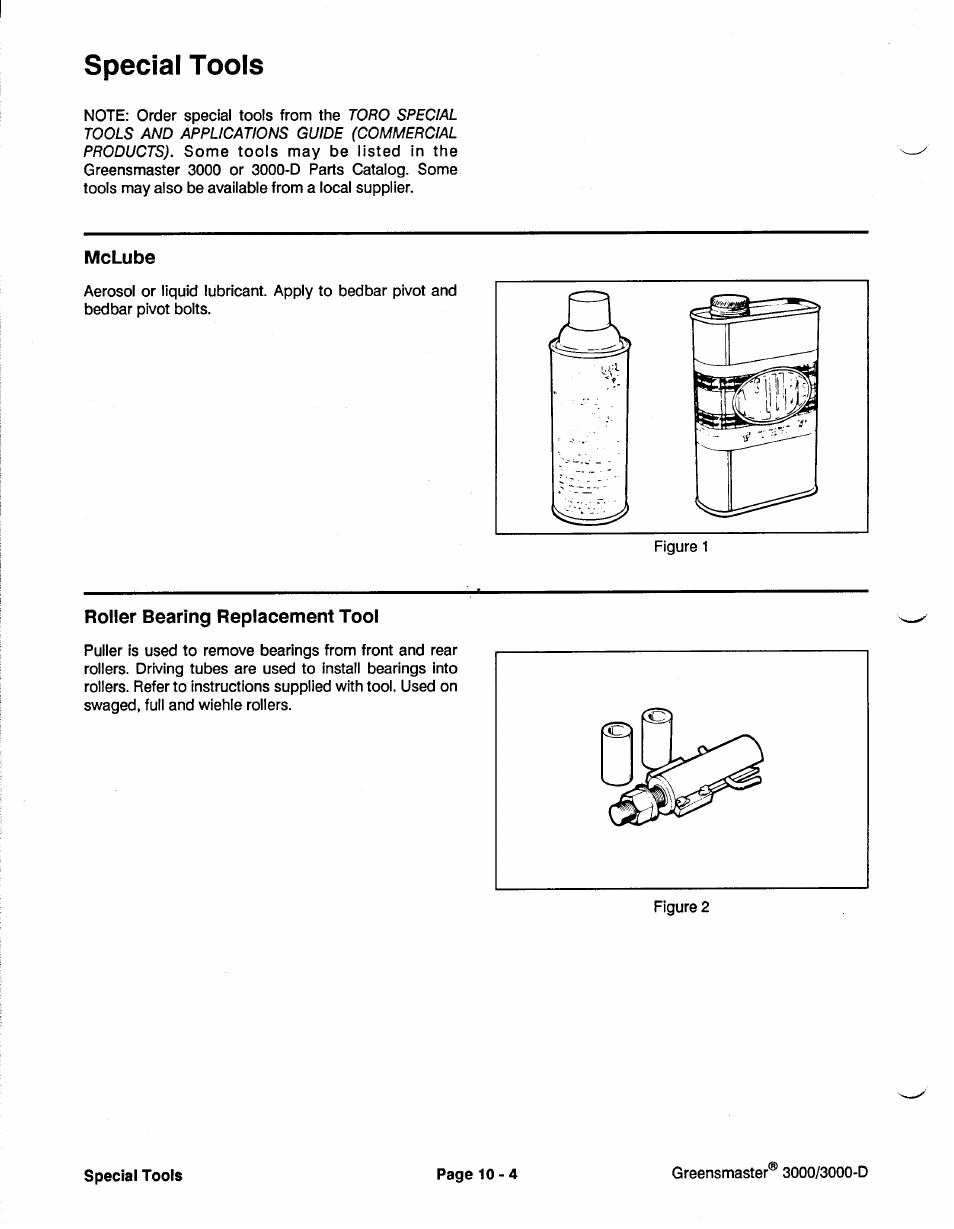 Special tools | Toro GREENSMASTER 3100 User Manual | Page 180 / 234