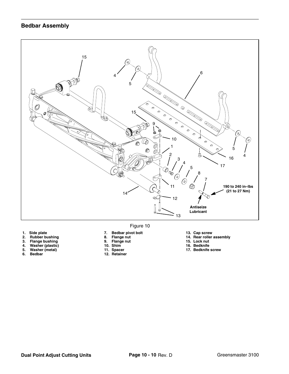 Bedbar assembly | Toro GREENSMASTER 3100 User Manual | Page 220 / 234