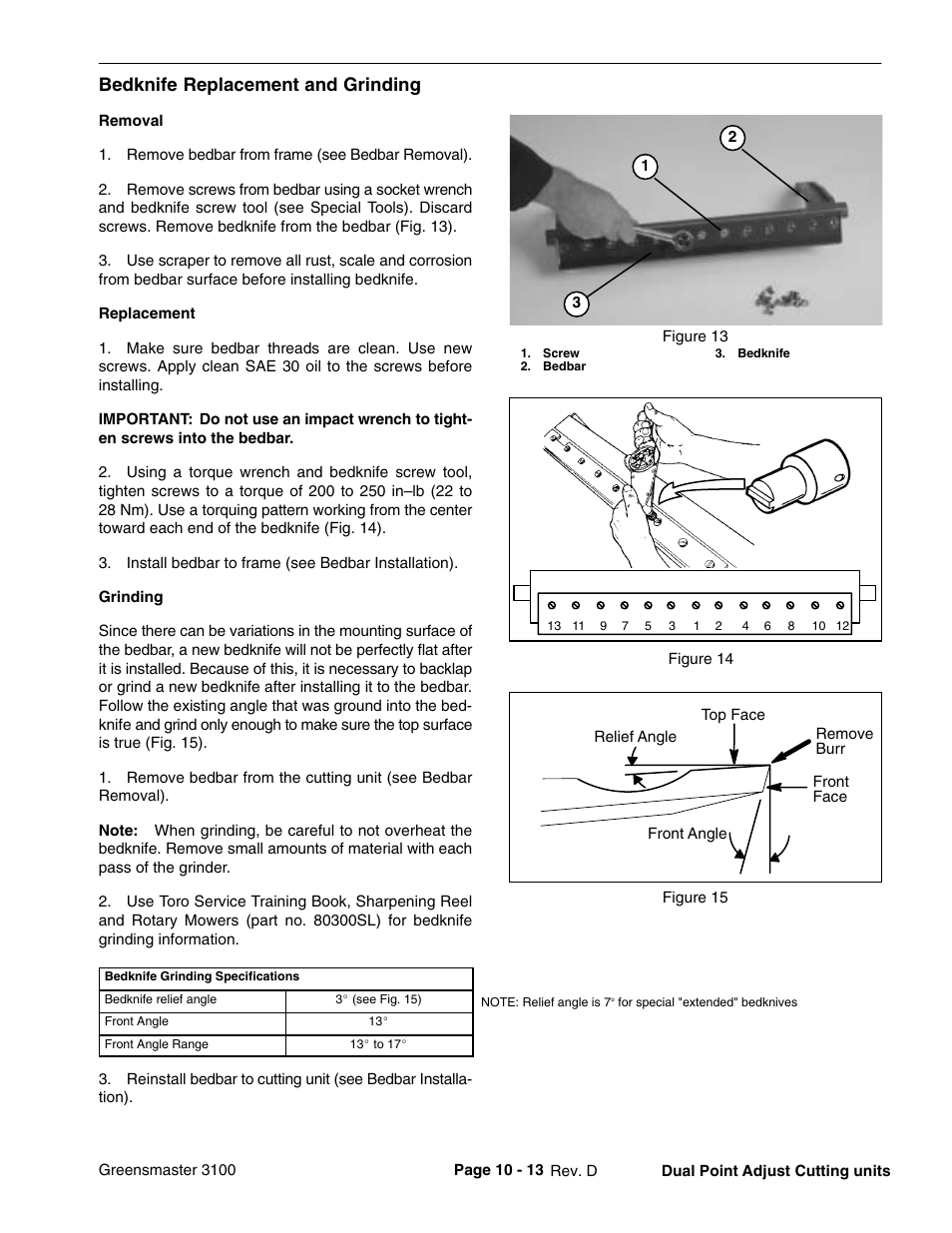 Bedknife replacement and grinding | Toro GREENSMASTER 3100 User Manual | Page 223 / 234