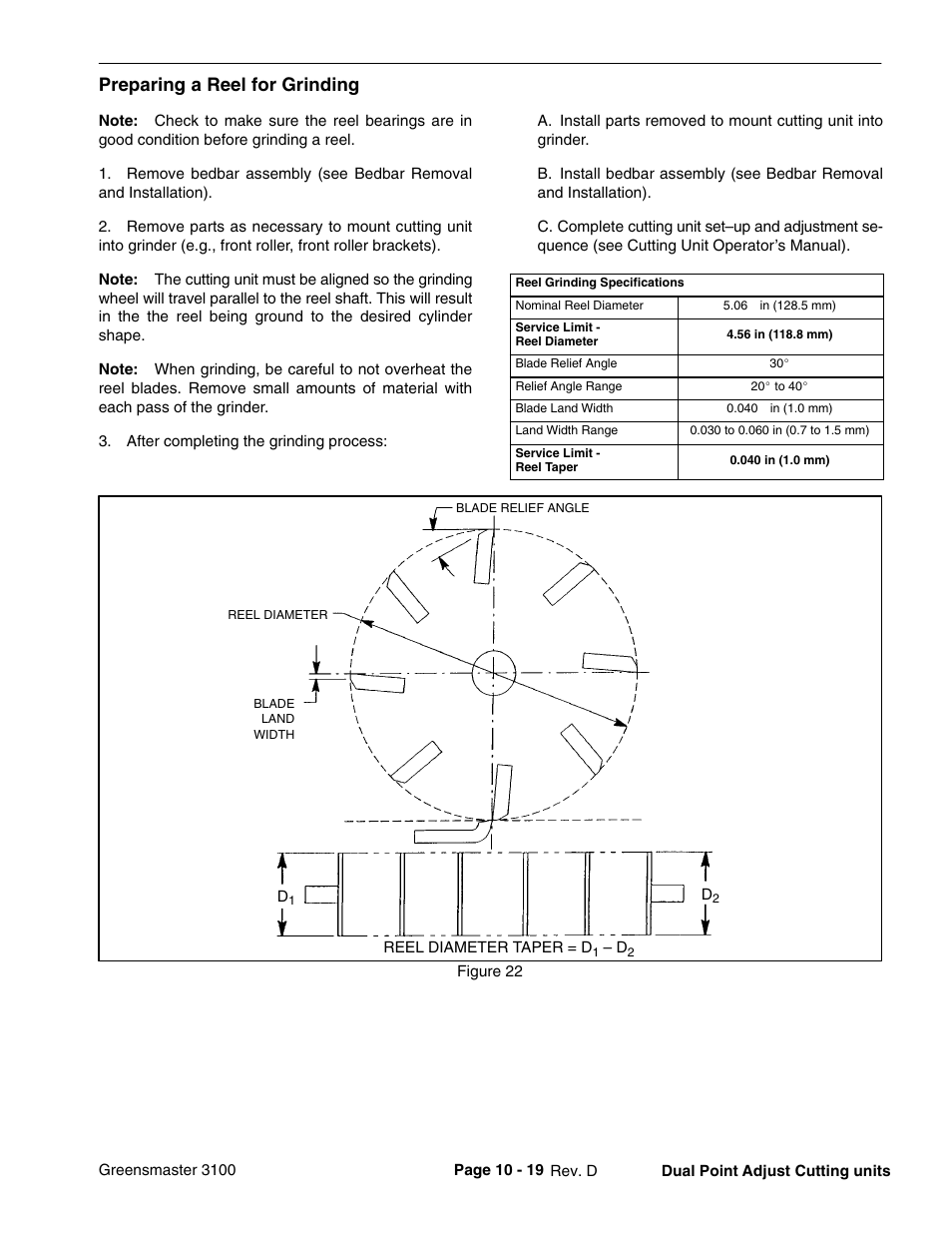 Preparing a reel for grinding | Toro GREENSMASTER 3100 User Manual | Page 229 / 234