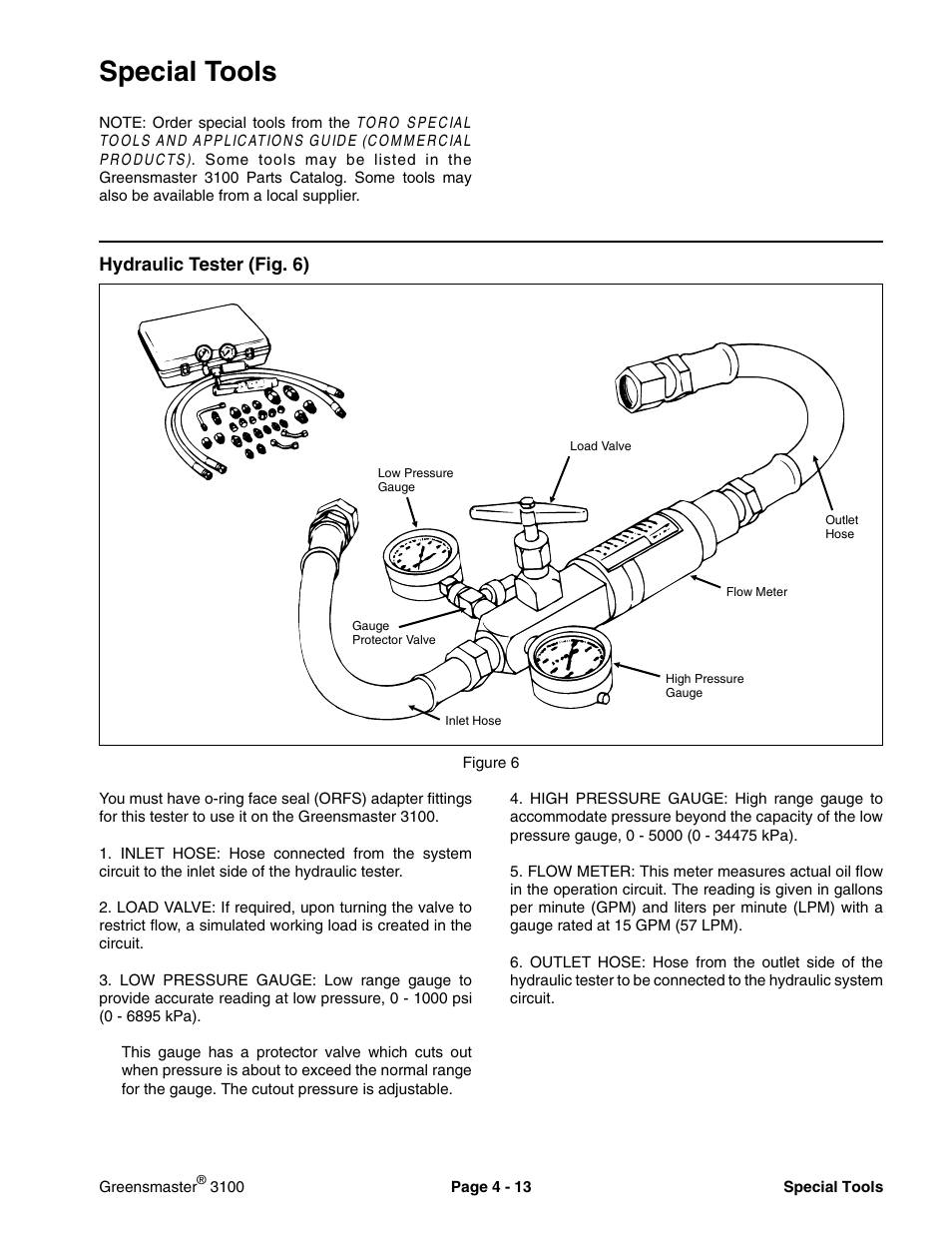 Special tools | Toro GREENSMASTER 3100 User Manual | Page 35 / 234