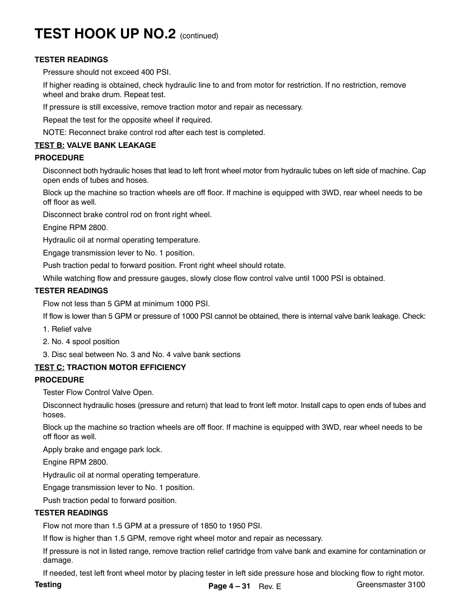 Test hook up no.2 | Toro GREENSMASTER 3100 User Manual | Page 53 / 234