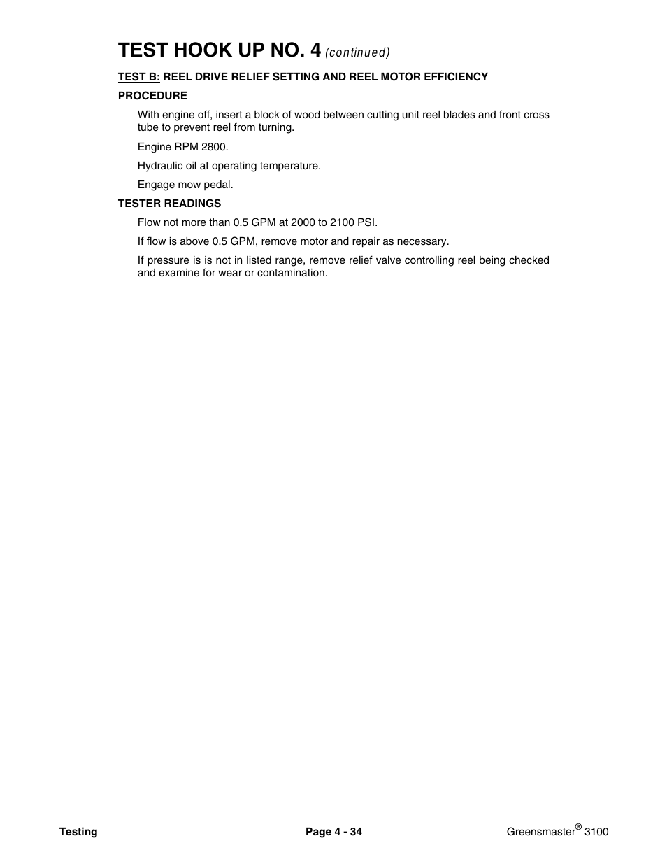 Test hook up no. 4 | Toro GREENSMASTER 3100 User Manual | Page 56 / 234