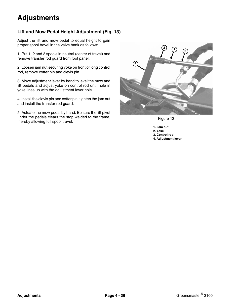 Adjustments | Toro GREENSMASTER 3100 User Manual | Page 58 / 234