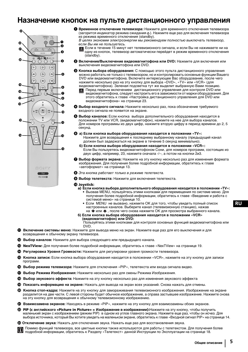 Checking the accessories supplied, 5 ru | Sony KP-44PX2 User Manual | Page 124 / 146
