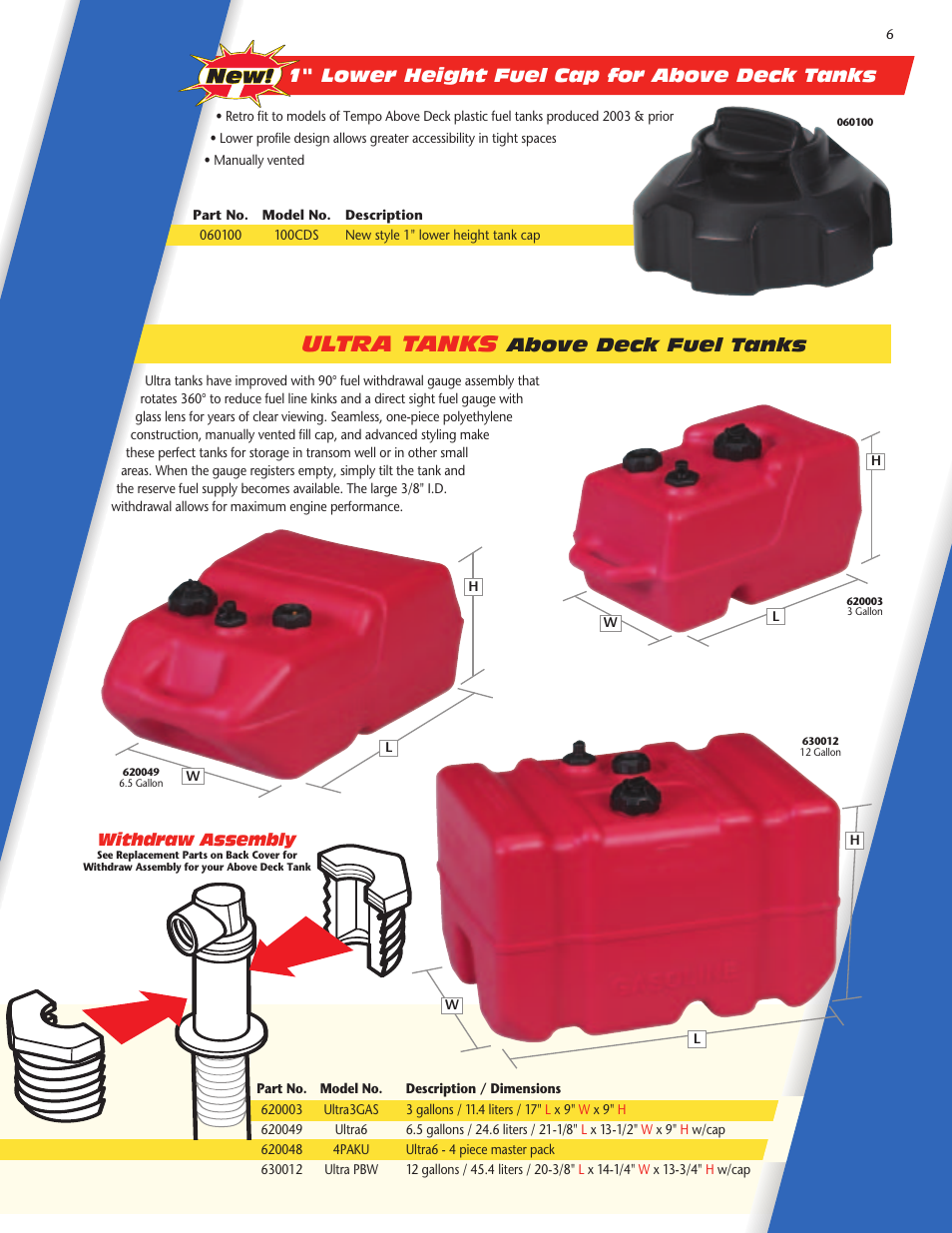 Ultra tanks, New 1" lower height fuel cap for above deck tanks, Above deck fuel tanks | Tempo vehicle User Manual | Page 7 / 28