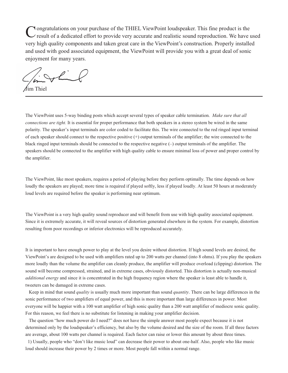 Thiel Audio Products ViewPoint User Manual | Page 2 / 4