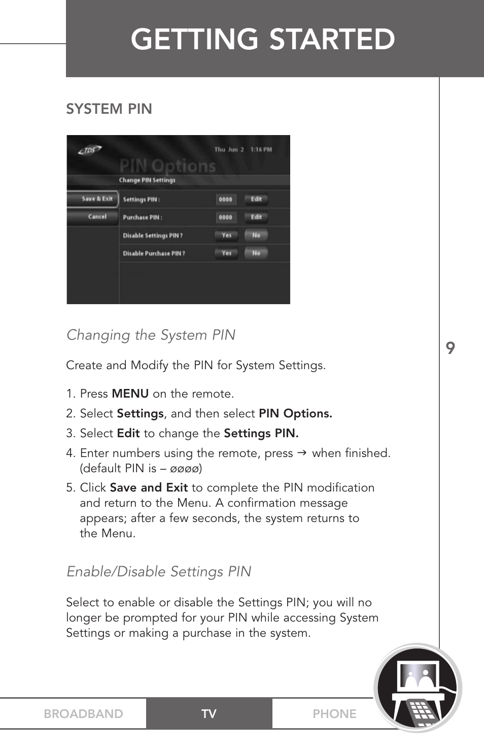 Getting started | TV Guide On Screen PHONEBROADBAND TV User Manual | Page 12 / 37