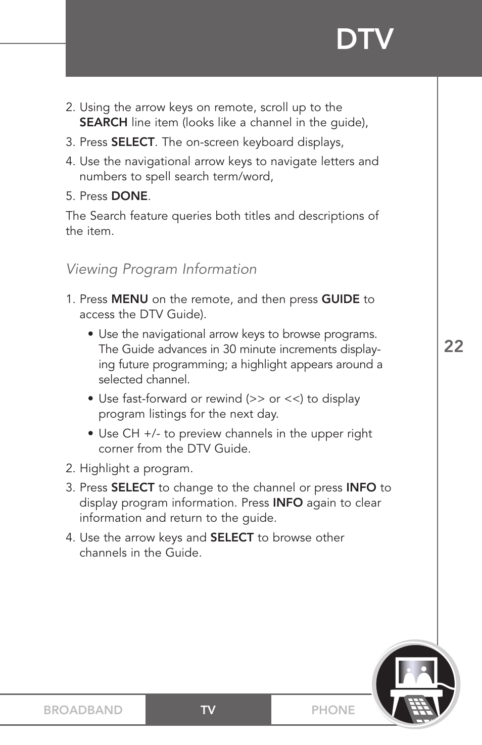 TV Guide On Screen PHONEBROADBAND TV User Manual | Page 25 / 37