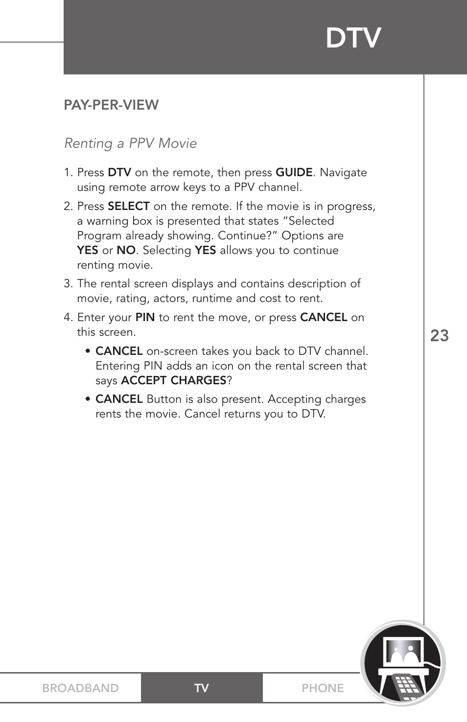 TV Guide On Screen PHONEBROADBAND TV User Manual | Page 26 / 37