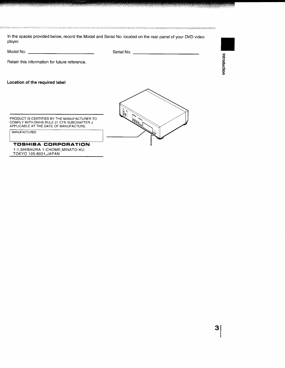 Location of the required iabei | Toshiba 79077075 User Manual | Page 3 / 48