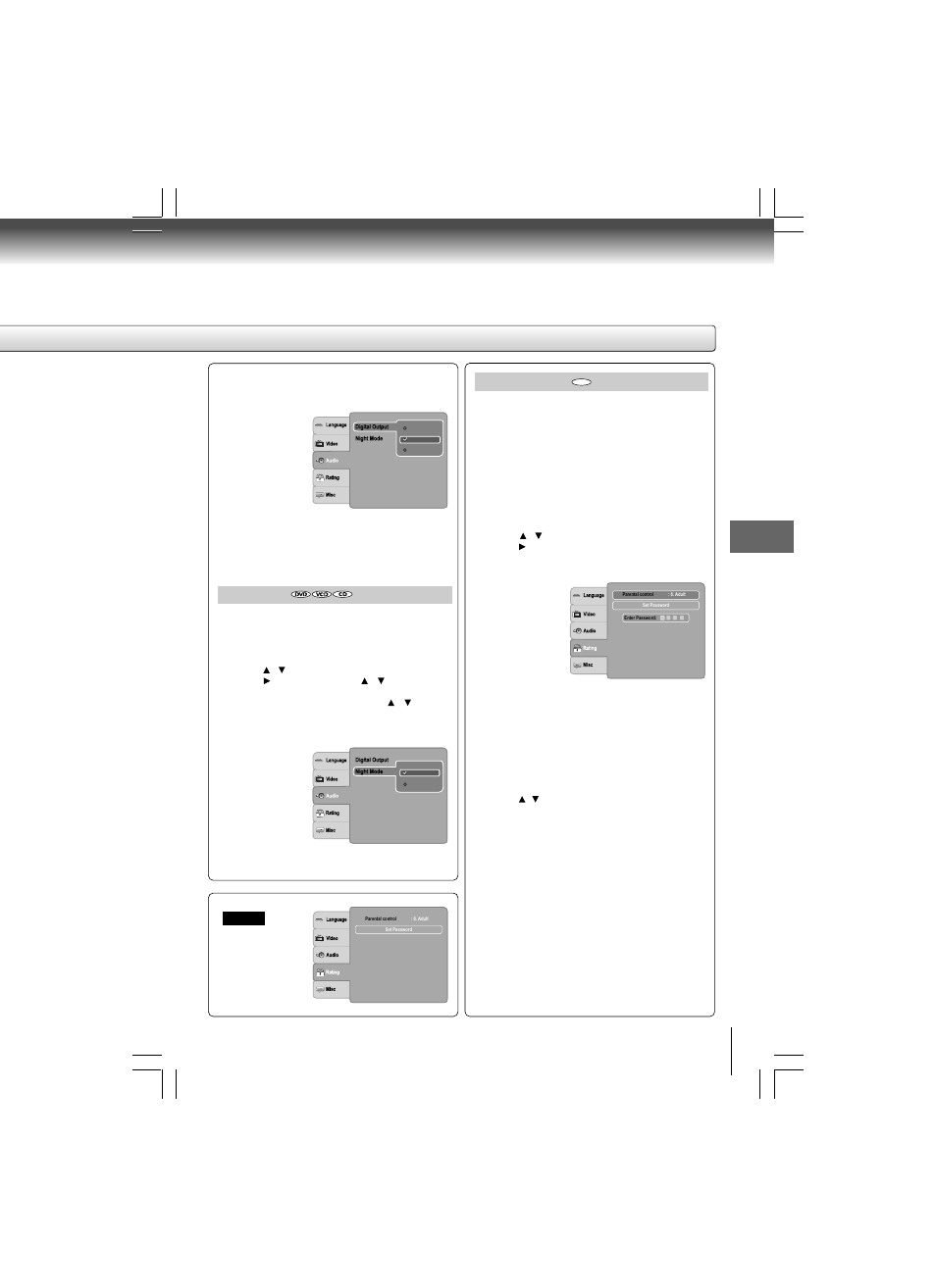 Parental control, Night mode | Toshiba SD-480EKE User Manual | Page 35 / 40
