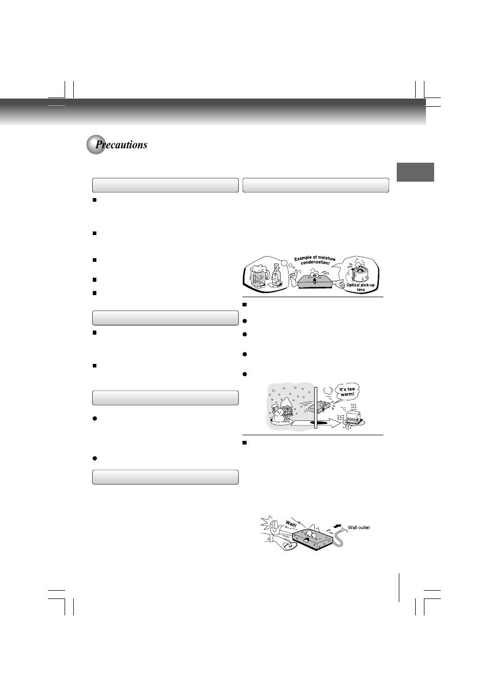 Precautions | Toshiba SD-480EKE User Manual | Page 5 / 40