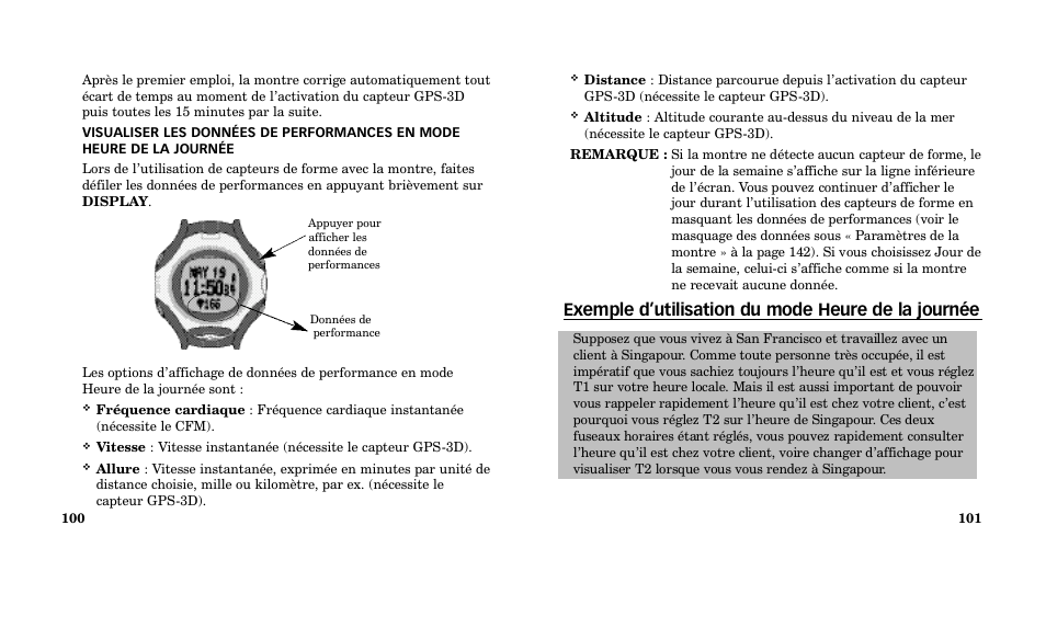 Exemple d’utilisation du mode heure de la journée | Timex M185 User Manual | Page 52 / 207