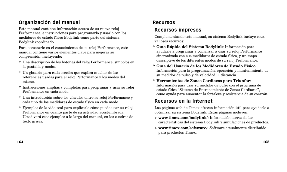 Recursos en la internet, Organización del manual | Timex M185 User Manual | Page 84 / 207