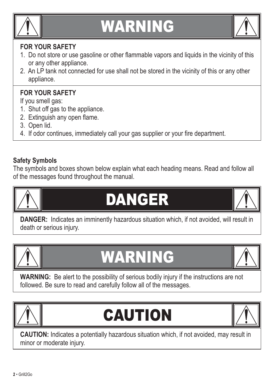 Danger warning caution, Warning | Thermos 465621303 User Manual | Page 2 / 28