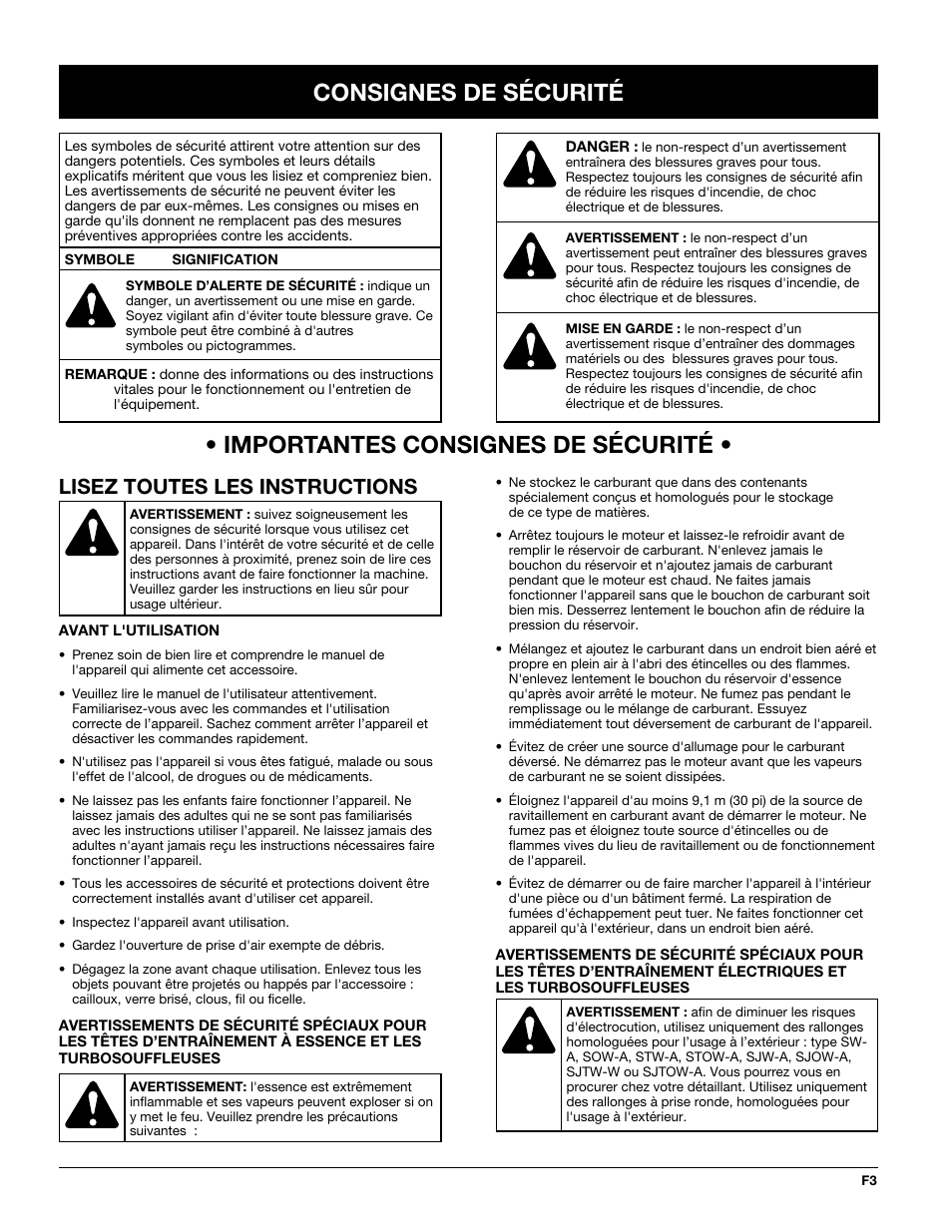 Lisez toutes les instructions | Troy-Bilt TBTB User Manual | Page 15 / 36