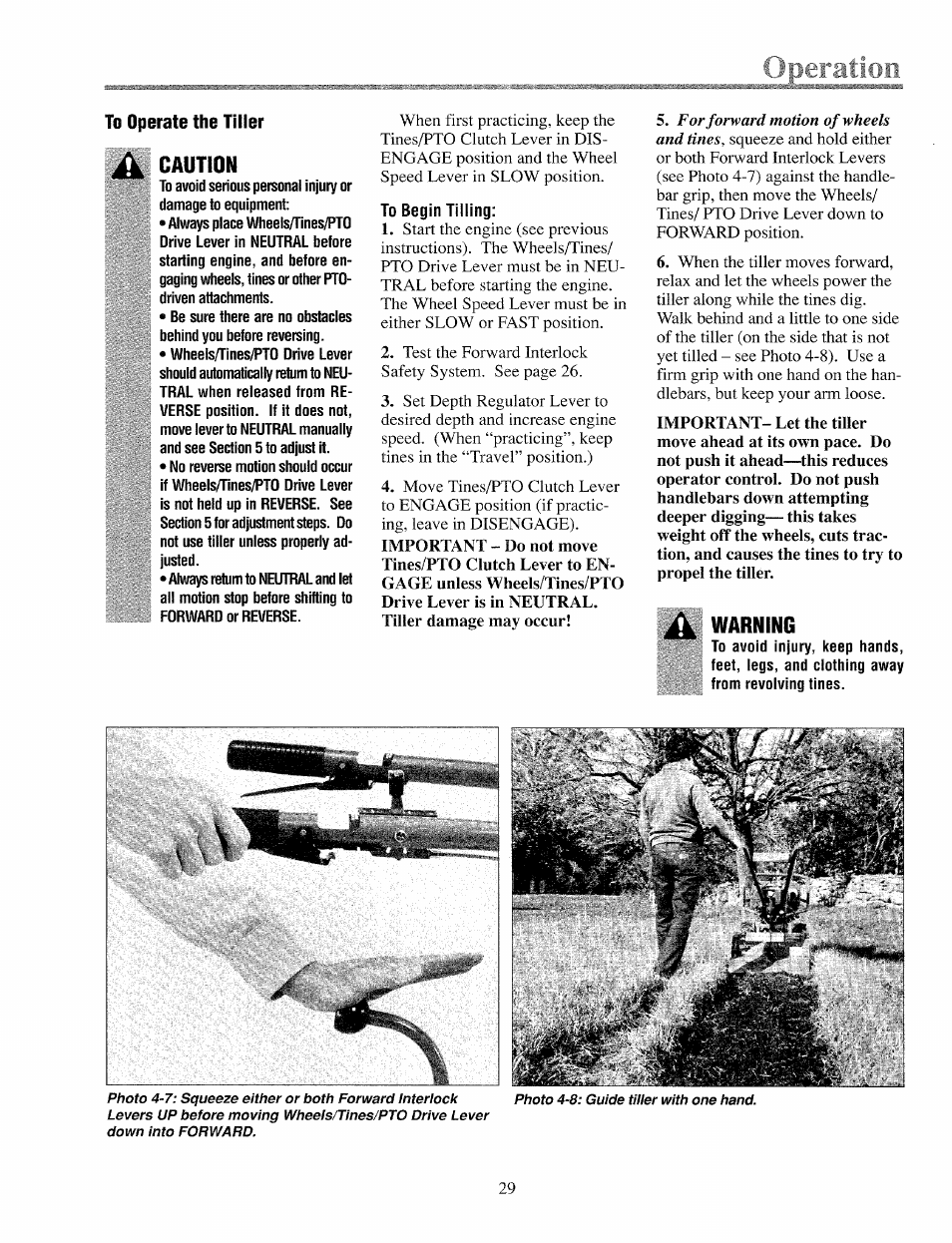 Warning | Troy-Bilt 12069-7HP User Manual | Page 29 / 68