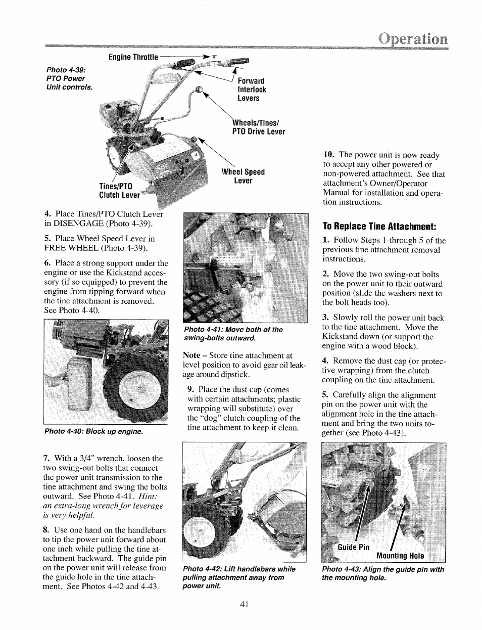 To replace tine attachment | Troy-Bilt 12069-7HP User Manual | Page 46 / 68