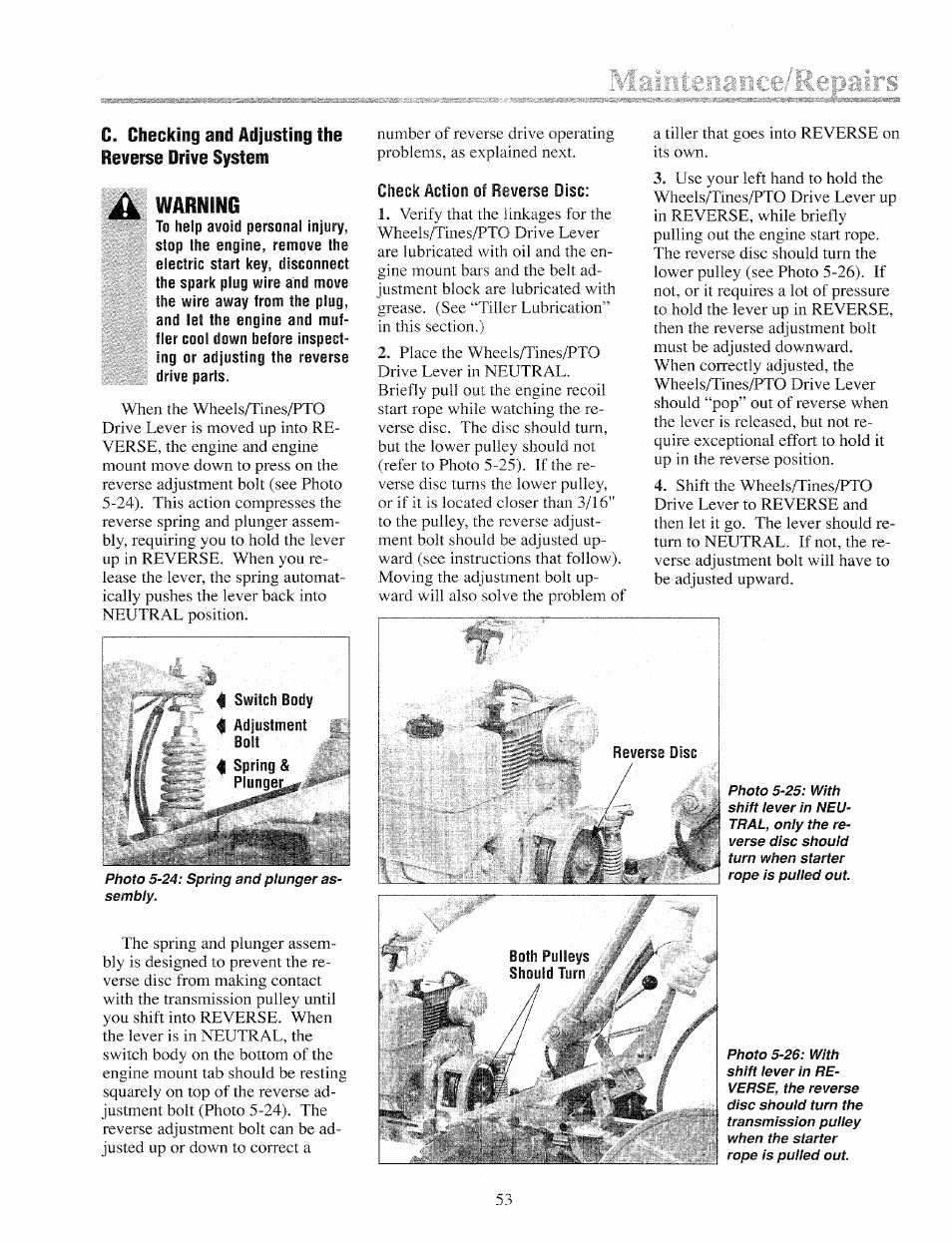 Warning | Troy-Bilt 12069-7HP User Manual | Page 53 / 68