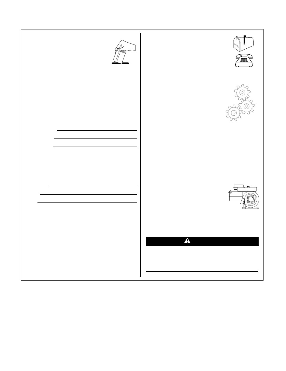 Customer service information, Warning | Troy-Bilt 12210 User Manual | Page 32 / 32