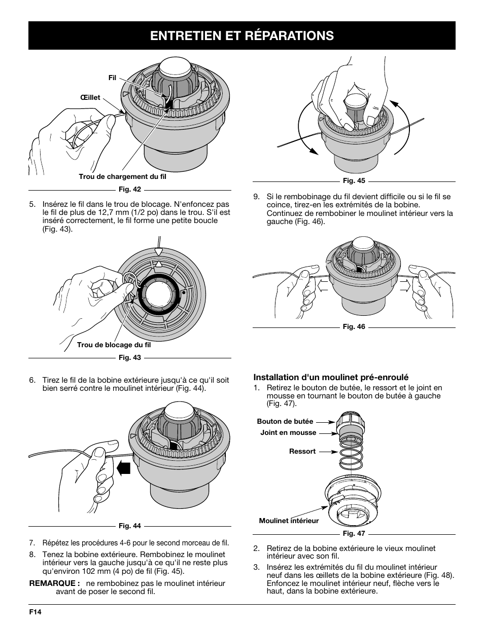 Entretien et réparations | Troy-Bilt TB425CS User Manual | Page 40 / 82
