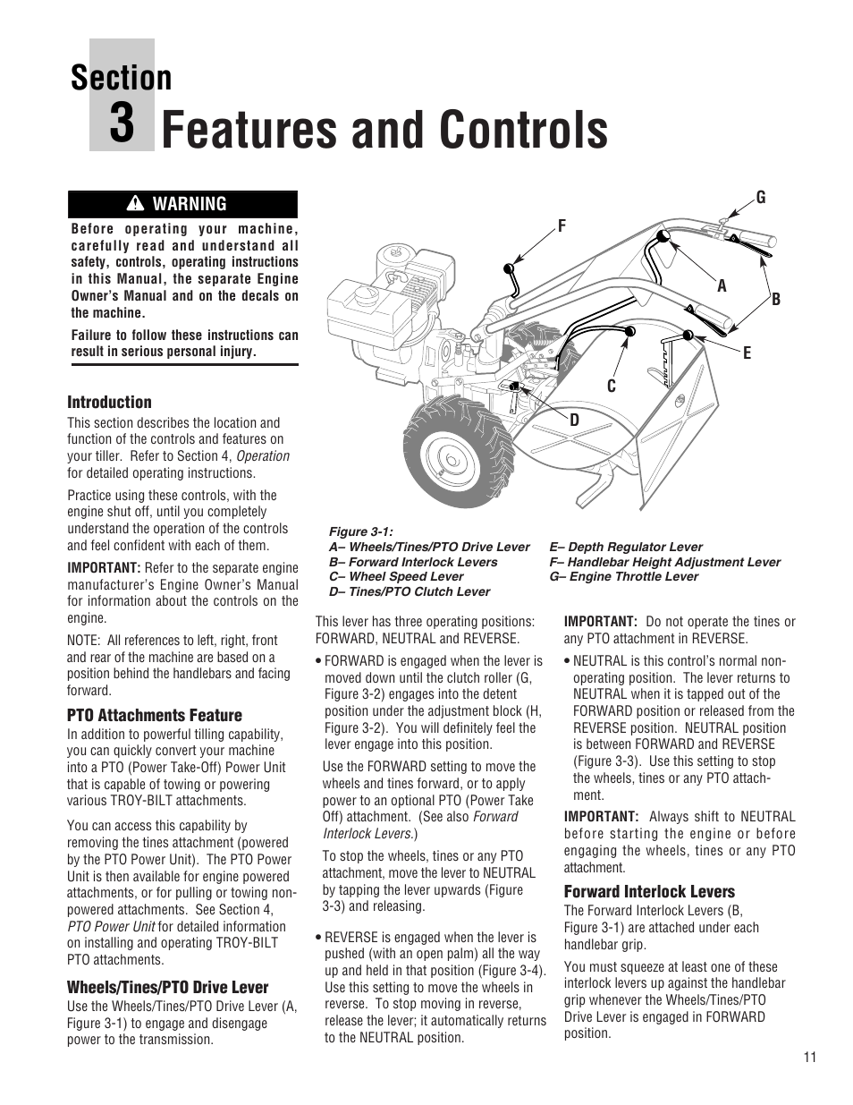Features and controls | Troy-Bilt E682L-Horse User Manual | Page 11 / 64