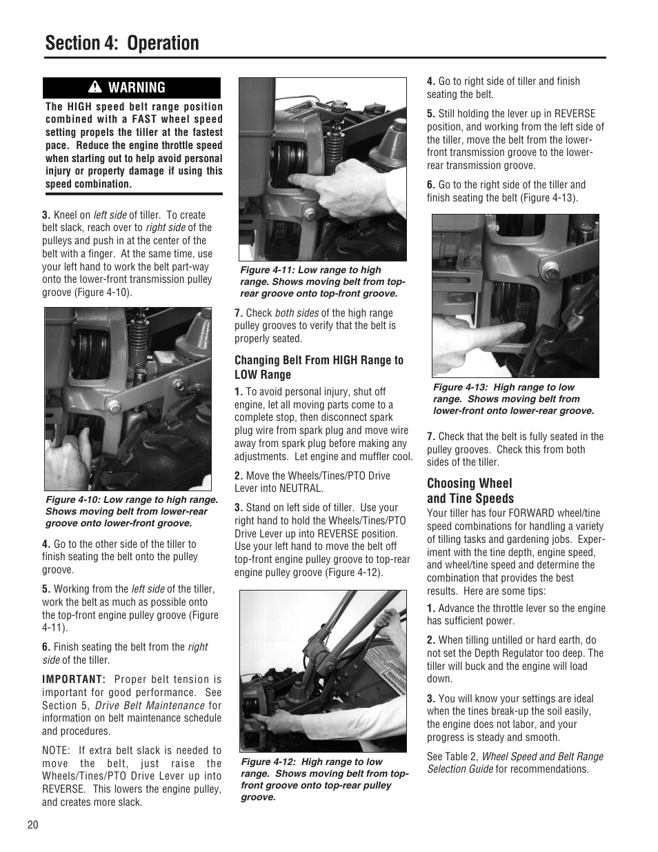 Warning | Troy-Bilt E682L-Horse User Manual | Page 20 / 64