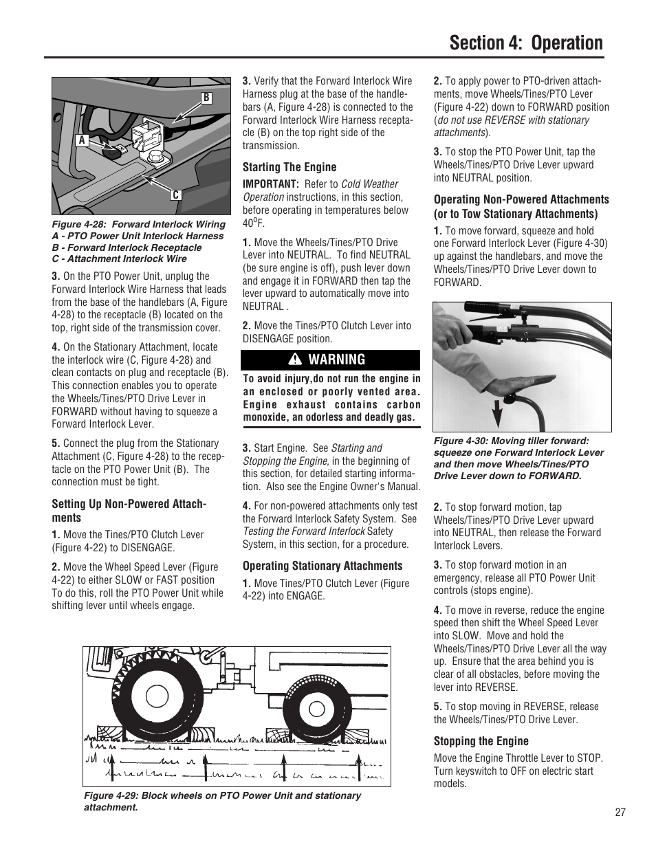 Warning | Troy-Bilt E682L-Horse User Manual | Page 27 / 64