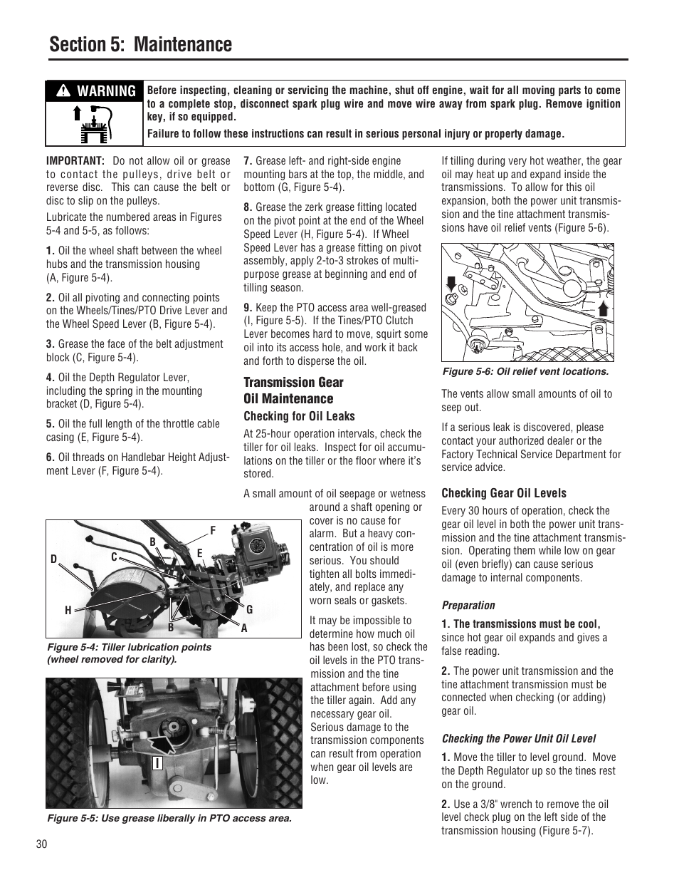 Warning | Troy-Bilt E682L-Horse User Manual | Page 30 / 64