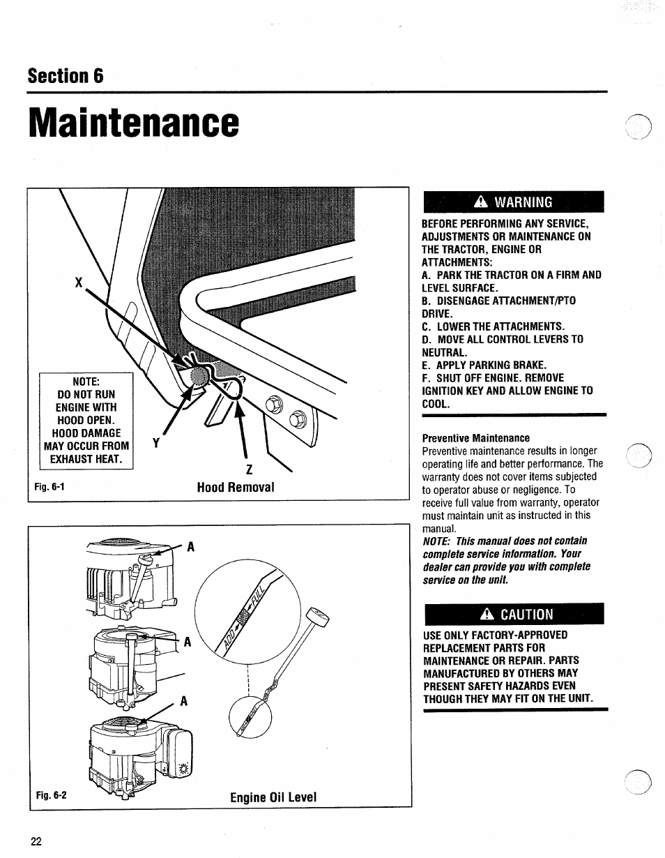 Section 6, Maintenance | Troy-Bilt 13096 User Manual | Page 22 / 36