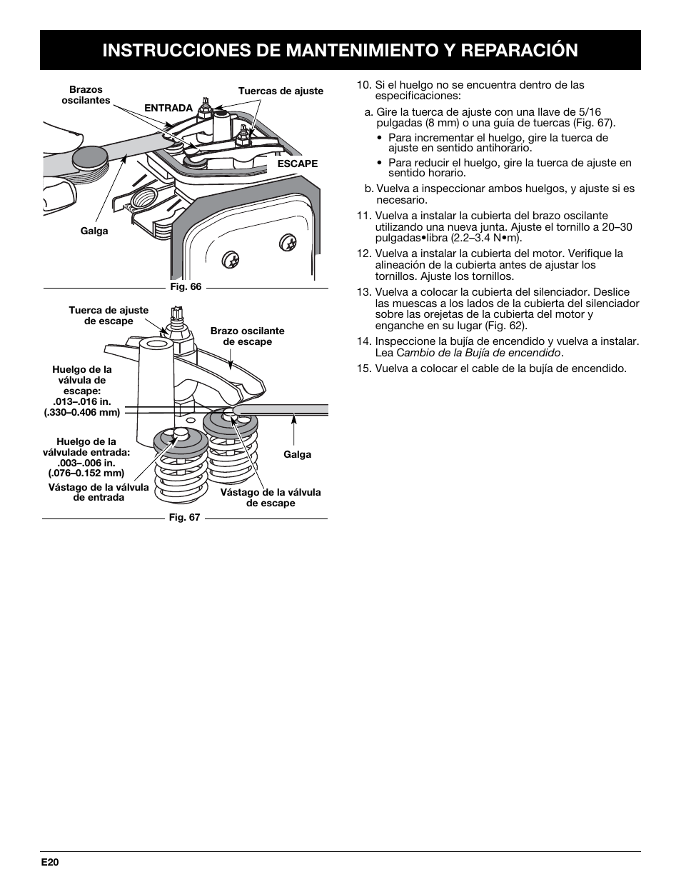 Instrucciones de mantenimiento y reparación | Troy-Bilt TB245CS User Manual | Page 70 / 80