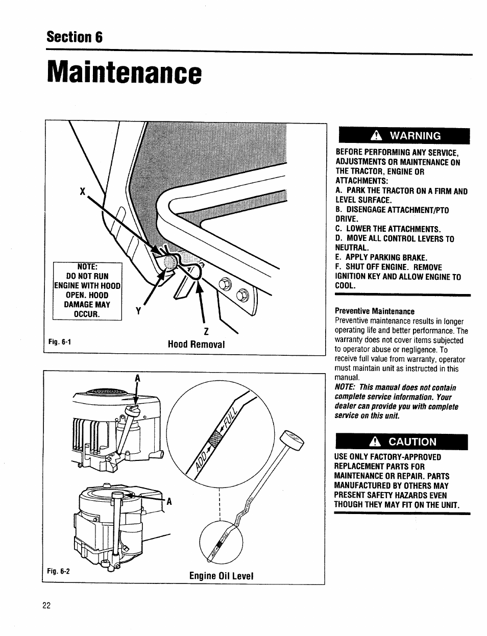Maintenance, A caution | Troy-Bilt 13034 User Manual | Page 22 / 36