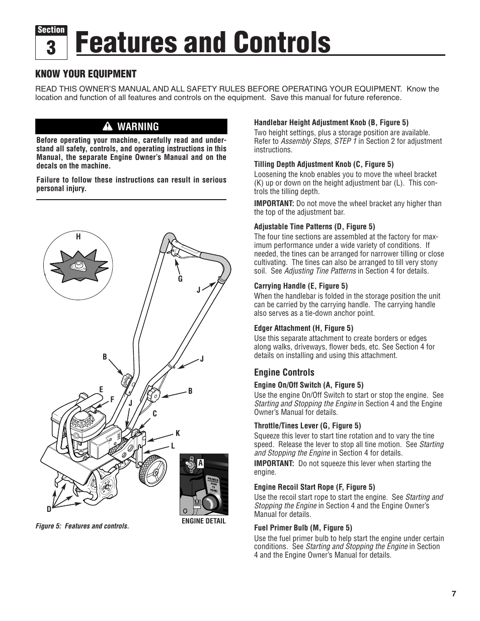 Features and controls | Troy-Bilt 128T User Manual | Page 7 / 20