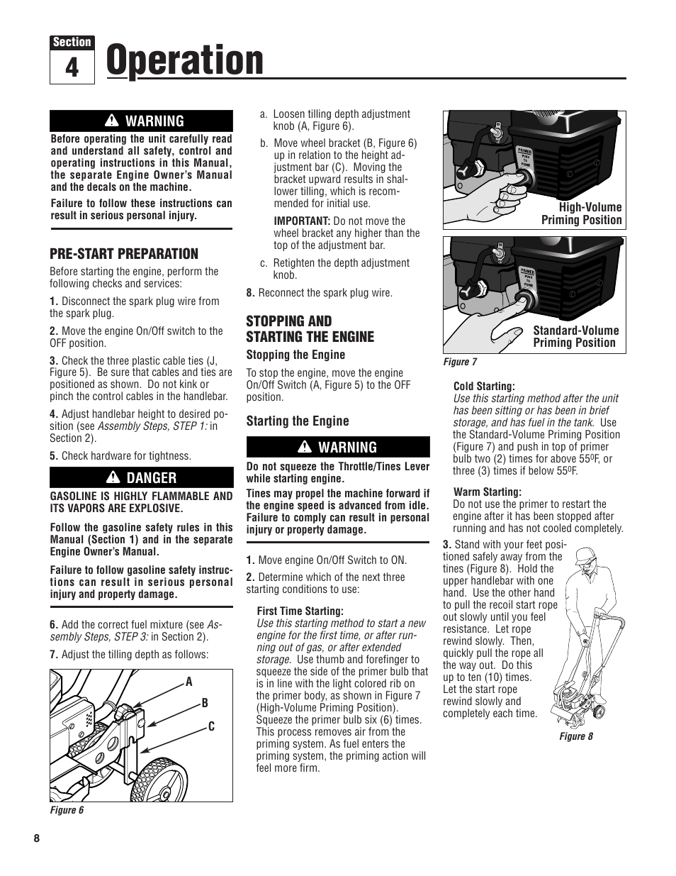 Operation | Troy-Bilt 128T User Manual | Page 8 / 20