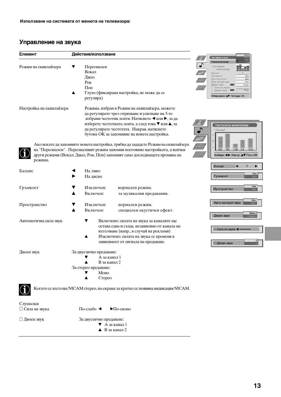 Управление на звука | Sony KV-29FQ65K User Manual | Page 121 / 160