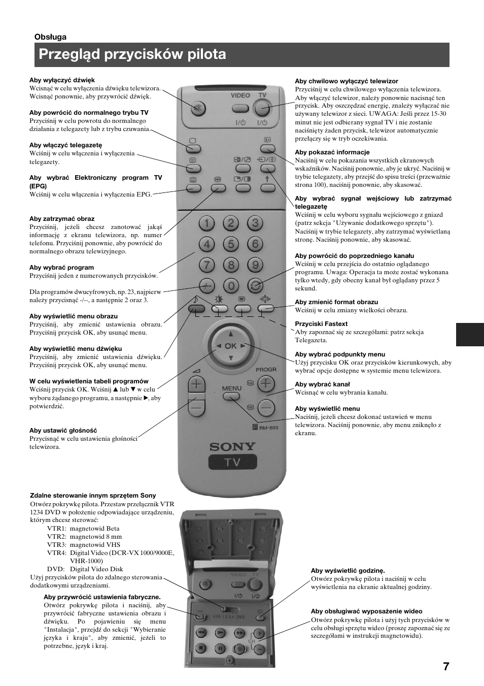 Przegląd przycisków pilota | Sony KV-29FQ65K User Manual | Page 37 / 160